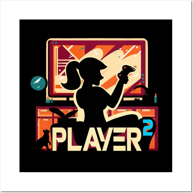 Player Two Girlfriend Couple Matching Video Game Wall Art by enchantedrealm